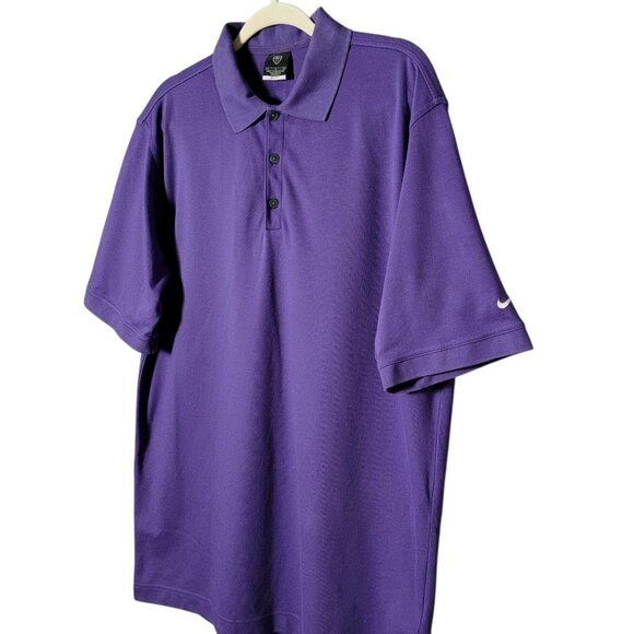 Nike Mens Purple Dri-Fit Golf Short Sleeve Polo Shirt Large - Picture 2 of 9